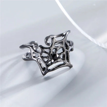 Killstar Gothic Punk Irregular Spider Opening Ring Women Men Fashion Zircon Black Crystal Dark Animal Ring Hip Hop Party Finger Jewelry Gothic Black