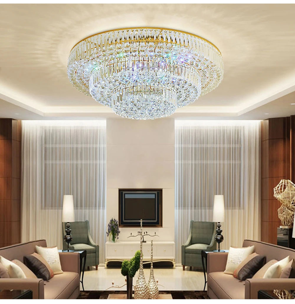 Arcchio LED Ceiling Lights Classical Round Ceiling Chandeliers Luxury Crystal Lustres Decor Home Plafonnier for Living Room