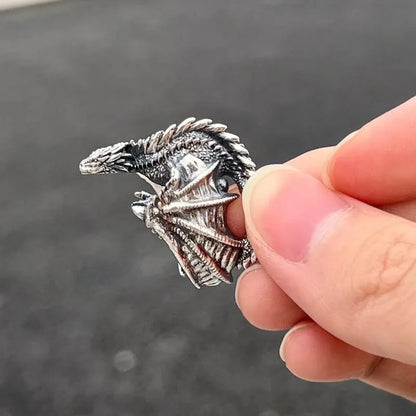 Killstar Dragon Rings Gothic Punk Style Pterosaur Wings Opening Adjustable Rings Vintage Jewelry Accessories Gifts Dragon Gothic