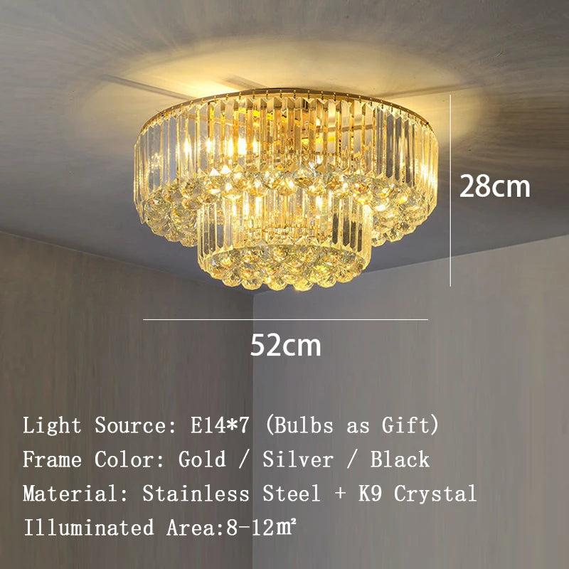 Arcchio LED Ceiling Lights Classical Round Ceiling Chandeliers Luxury Crystal Lustres Decor Home Plafonnier for Living Room