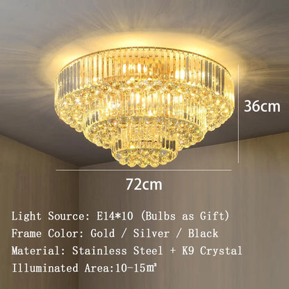 Arcchio LED Ceiling Lights Classical Round Ceiling Chandeliers Luxury Crystal Lustres Decor Home Plafonnier for Living Room