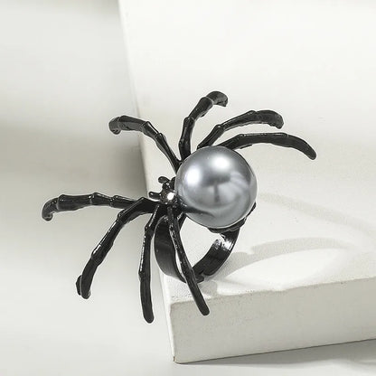 Killstar Gothic Punk Irregular Spider Opening Ring Women Men Fashion Zircon Black Crystal Dark Animal Ring Hip Hop Party Finger Jewelry Gothic Black