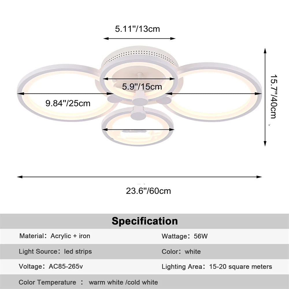 Nordlux Led Ceiling Light Modern Home Decor Lighting Flush Mounted Lustre White Acrylic Chandelier Fixture Bedroom Dining Living Room