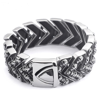 Disturbia Steampunk Rock Skull Bracelet for Men In Waterproof Stainless Steel Skeleton Men's Bracelet Man Bike Jewelry Boys Birthday Gifts Skull Skeleton Steel Stainless Steel Gothic Ring