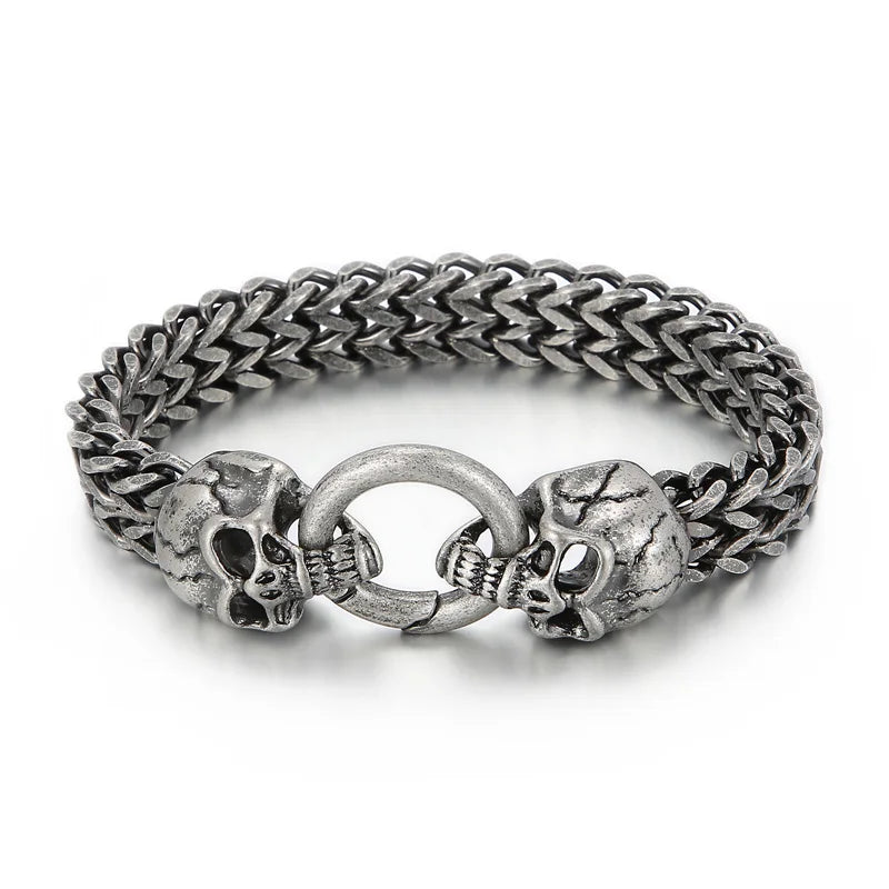 Disturbia Steampunk Rock Skull Bracelet for Men In Waterproof Stainless Steel Skeleton Men's Bracelet Man Bike Jewelry Boys Birthday Gifts Skull Skeleton Steel Stainless Steel Gothic Ring
