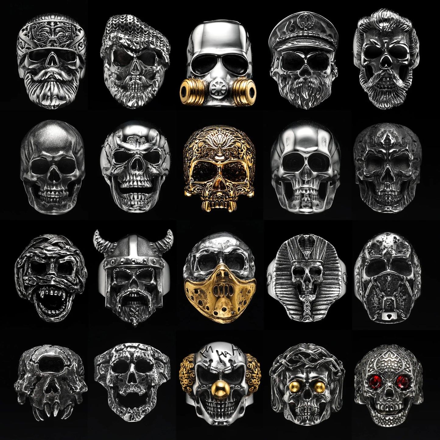 Killstar Vintage Punk Gothic All Skull Head Series Stainless Steel Womens Mens Rings Unique for Biker Jewelry Creativity Gift Wholesale Skull Gothic Steel Stainless Steel