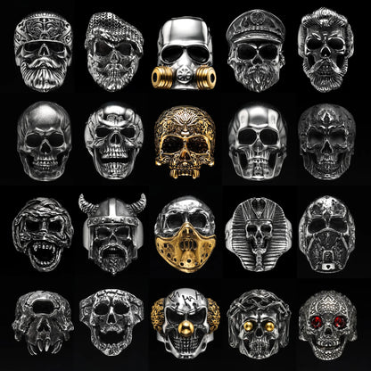 Killstar Vintage Punk Gothic All Skull Head Series Stainless Steel Womens Mens Rings Unique for Biker Jewelry Creativity Gift Wholesale Skull Gothic Steel Stainless Steel