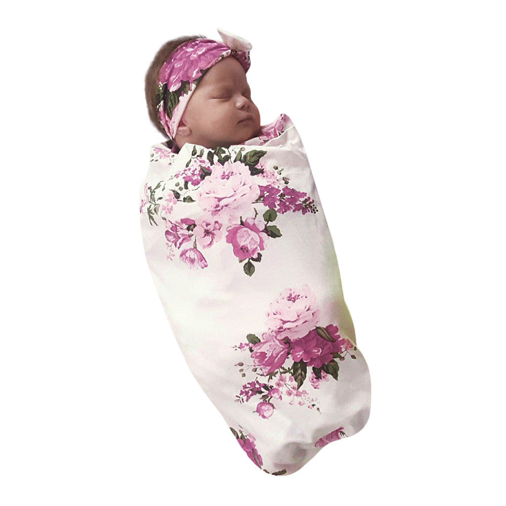 Luxury Floral Baby Swaddle & Blanket Set - Soft Cotton Newborn Wrap